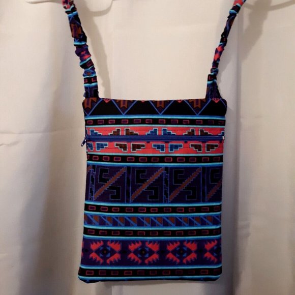 New Southwestern Aztec Shoulder Bag Sling Purse Pink Blue Geometric Aztec - Picture 4 of 8